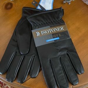 ISOTONER LEATHER “SHERPASOFT LINING” GLOVES IN BLACK. XL. NEW!